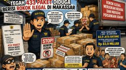 Bea Cukai Sulawesi Bagian Selatan Tegah 433 Paket Diduga Berisi Rokok Ilegal di Makassar