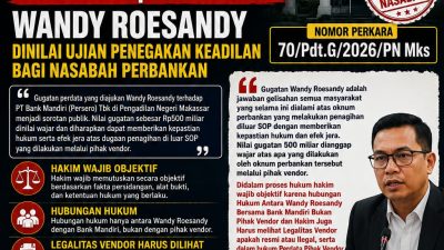 Sidang di PN Makassar Disorot, Gugatan Rp500 Miliar Wandy Roesandy Disebut Tonggak Perlindungan Hak Nasabah